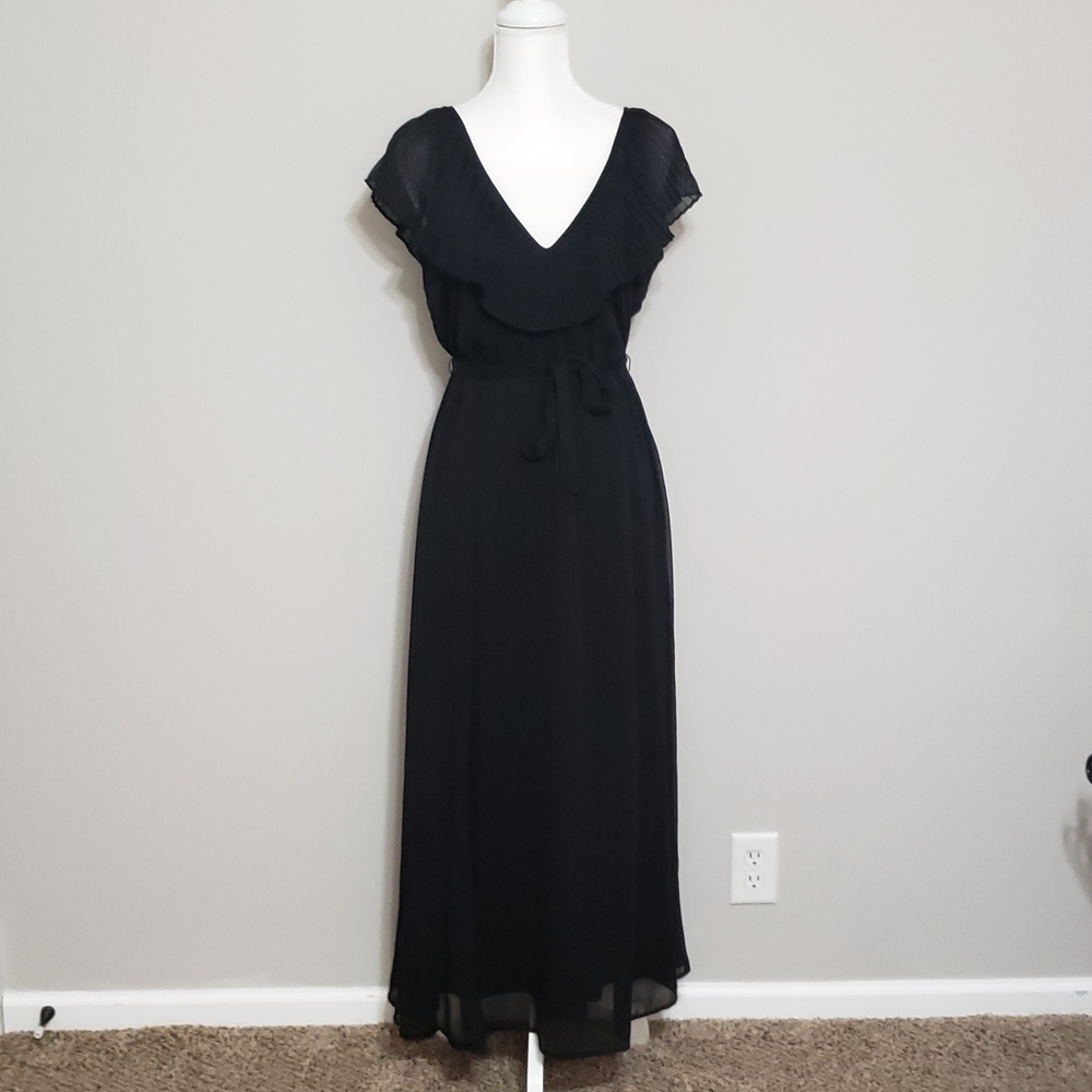 ❤Host Pick❤Victoria's Secret Chiffon Black Maxi Dress w/Belt